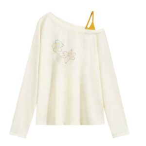Floral Print One-Shoulder Casual Long-Sleeve Top