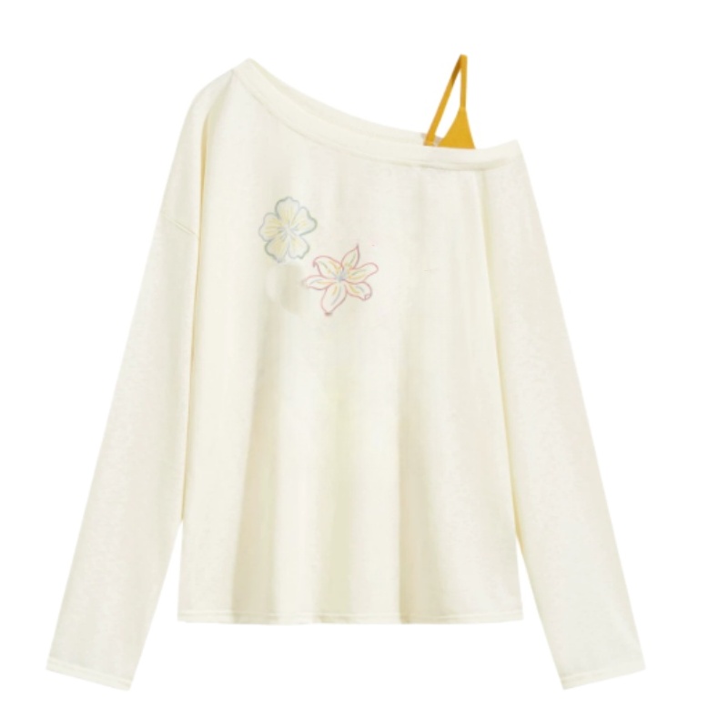 Floral Print One-Shoulder Casual Long-Sleeve Top