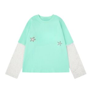 Trendy Oversized Color-Block Long-Sleeve Top – Green