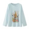 Blue Long-Sleeve Top With Cartoon Print